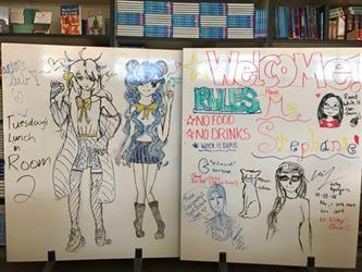 Student work on the whiteboards