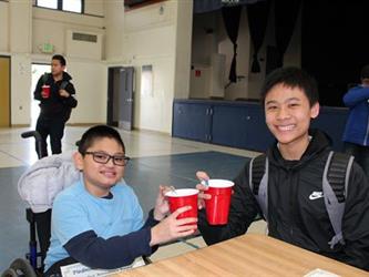 Students with red cups