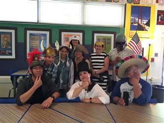 Students dressed up as individuals from different empires